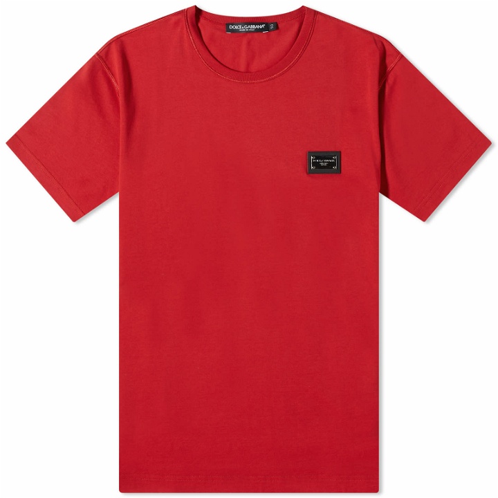 Photo: Dolce & Gabbana Men's Plate Crew Neck T-Shirt in Red