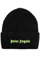 Palm Angels Logo Embroidered Wool Beanie - Black - One Size