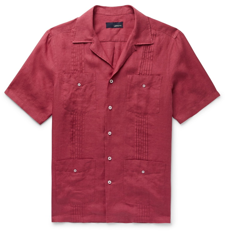 Photo: Lardini - Slim-Fit Camp-Collar Pleated Linen Shirt - Red