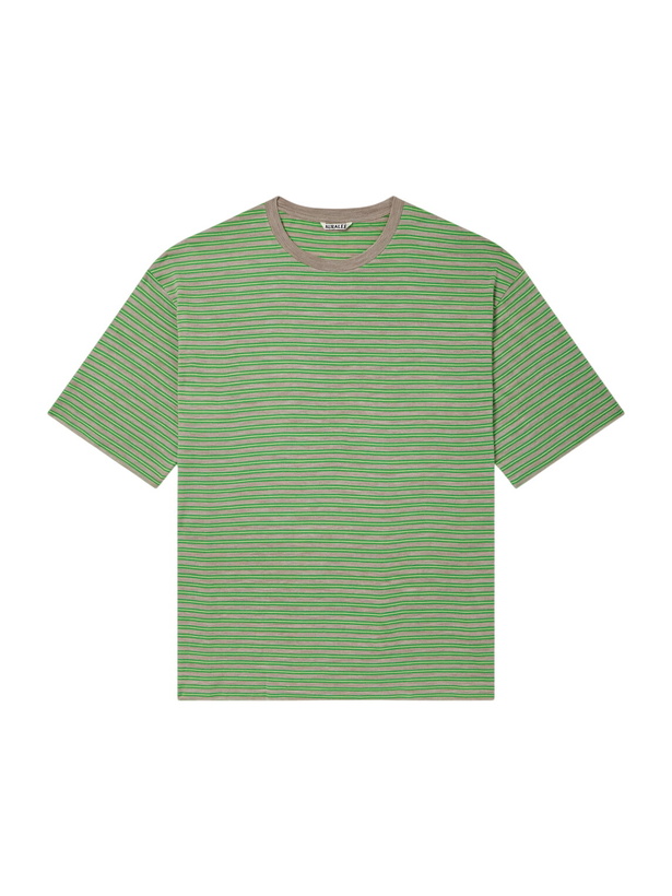 Photo: Auralee - Striped Wool-Jersey T-Shirt - Green