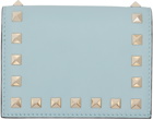 Valentino Garavani Blue Small Rockstud Calfskin Wallet