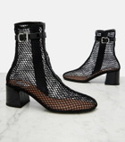 Alaïa Fishnet patent leather-trimmed ankle boots