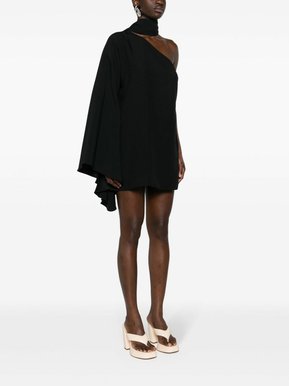 black tie dress petite women One Shoulder Asymmetrical Short Sleeve Mini Dress  RK Collections Boutique