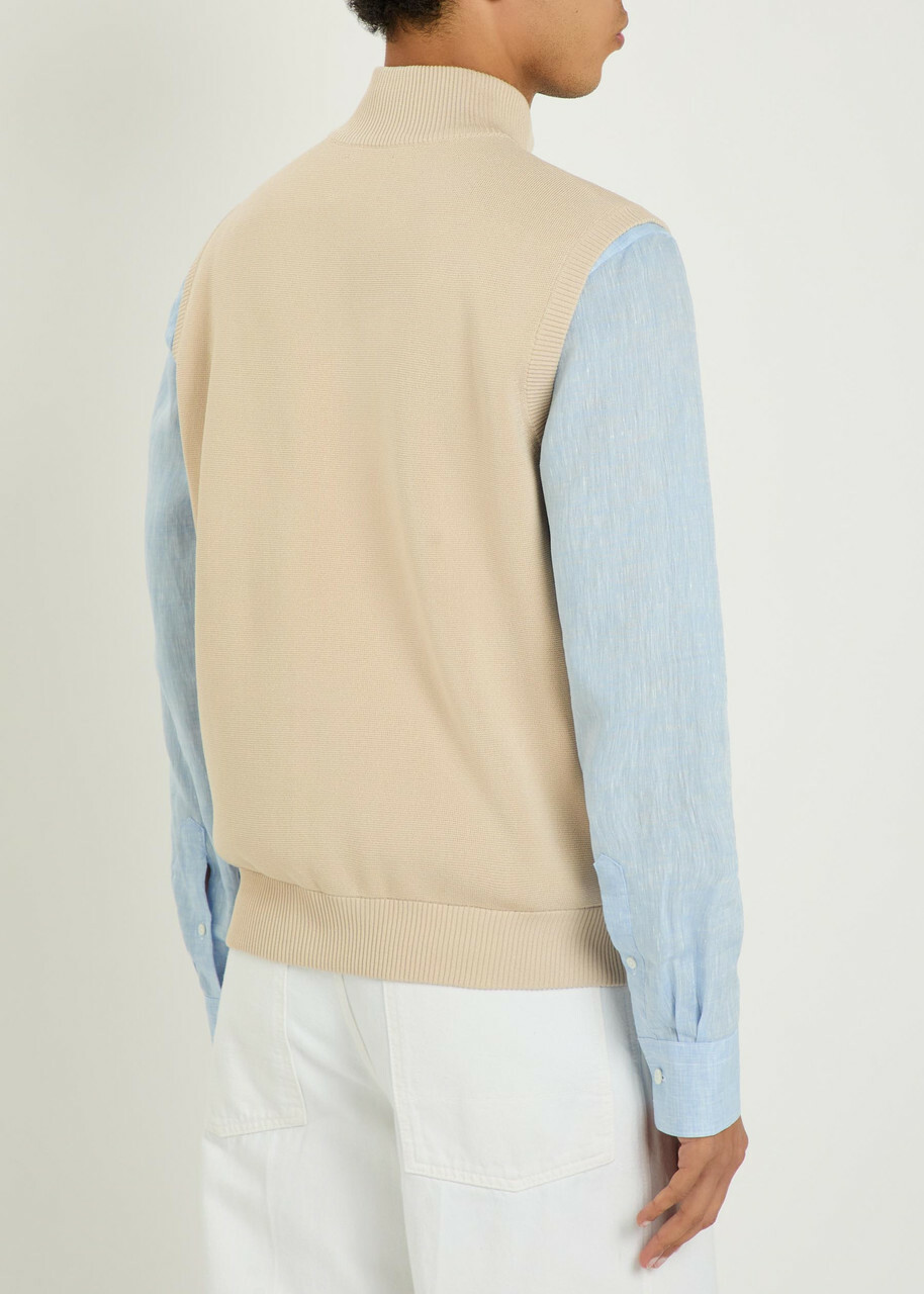 Raith Davi Hybrid Panelled Stretch-knit Gilet Stone