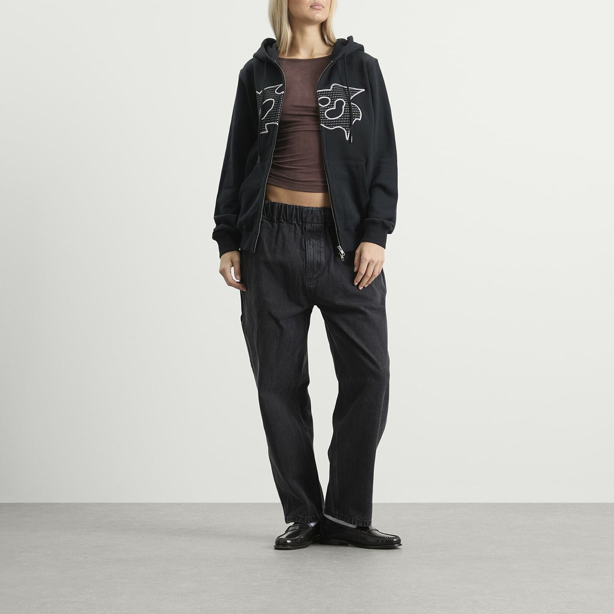 YESEYESEE Women's Comfy Denim Carpenter Pants in Black