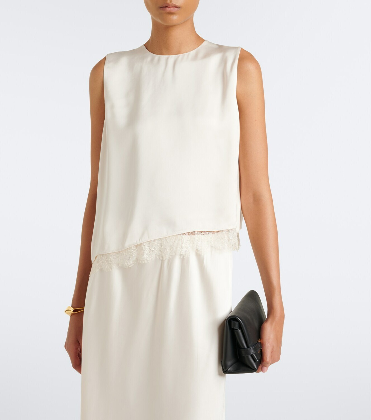 Vince Lace-trimmed satin top
