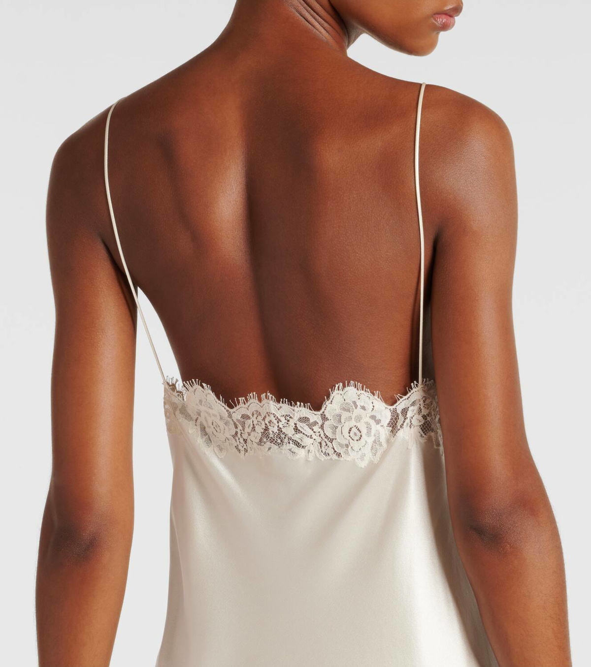 Saint Laurent Lace-trimmed silk satin gown