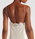 Saint Laurent Lace-trimmed silk satin gown