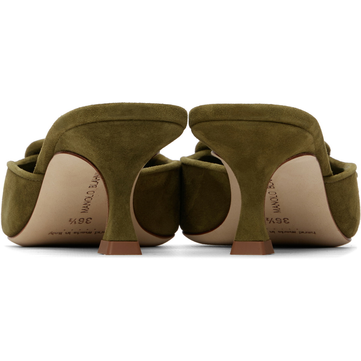 Manolo Blahnik Khaki Maysale Heels