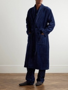 Derek Rose - Belted Cotton-Terry Robe - Blue