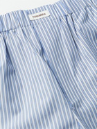 Nanushka - Lubi Straight-Leg Logo-Appliquéd Striped Cotton-Poplin Shorts - Blue