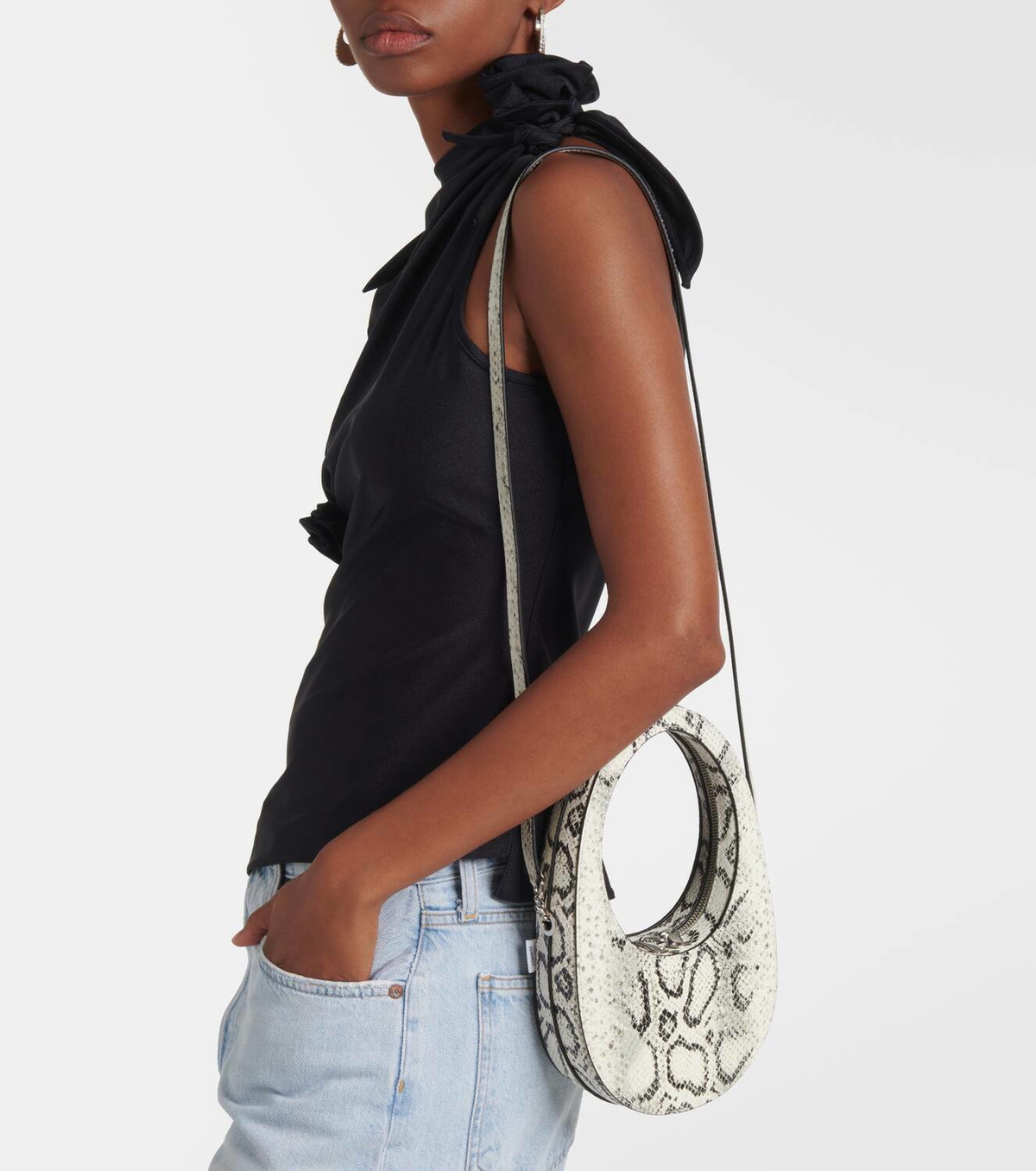 Coperni Swipe Mini snake-effect leather shoulder bag Coperni
