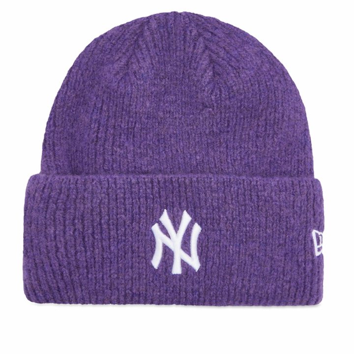 Photo: New Era New York Yankees Wide Cuff Beanie Hat in Purple 