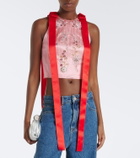 Erdem Bow-detail embellished satin crop top
