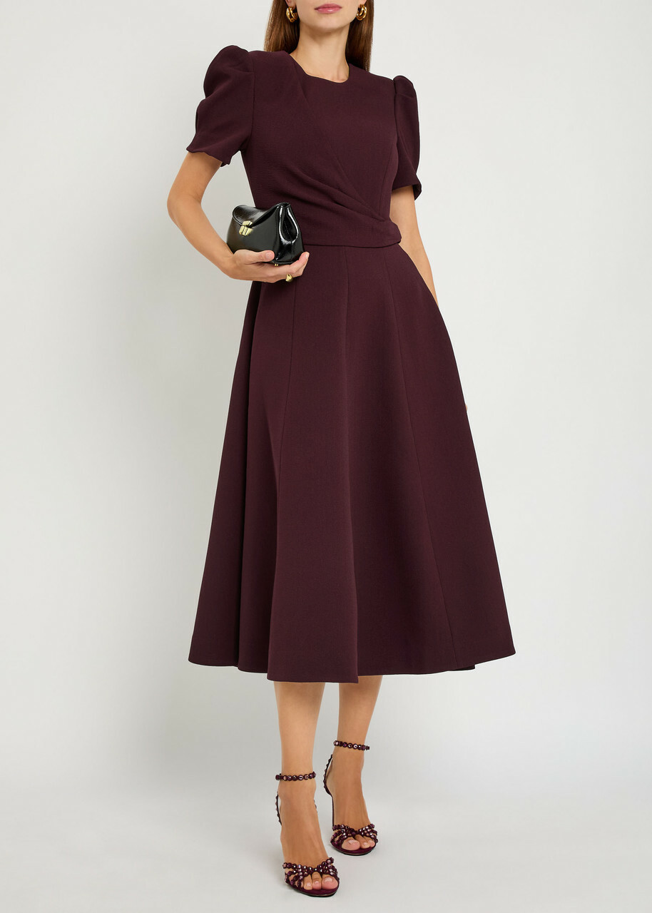 Rebecca Vallance Syrah Panelled Crepe Midi Dress Purple