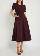 Rebecca Vallance Syrah Panelled Crepe Midi Dress Purple