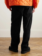 DIME - Straight-Leg Logo-Embroidered Cotton-Blend Corduroy Trousers - Black