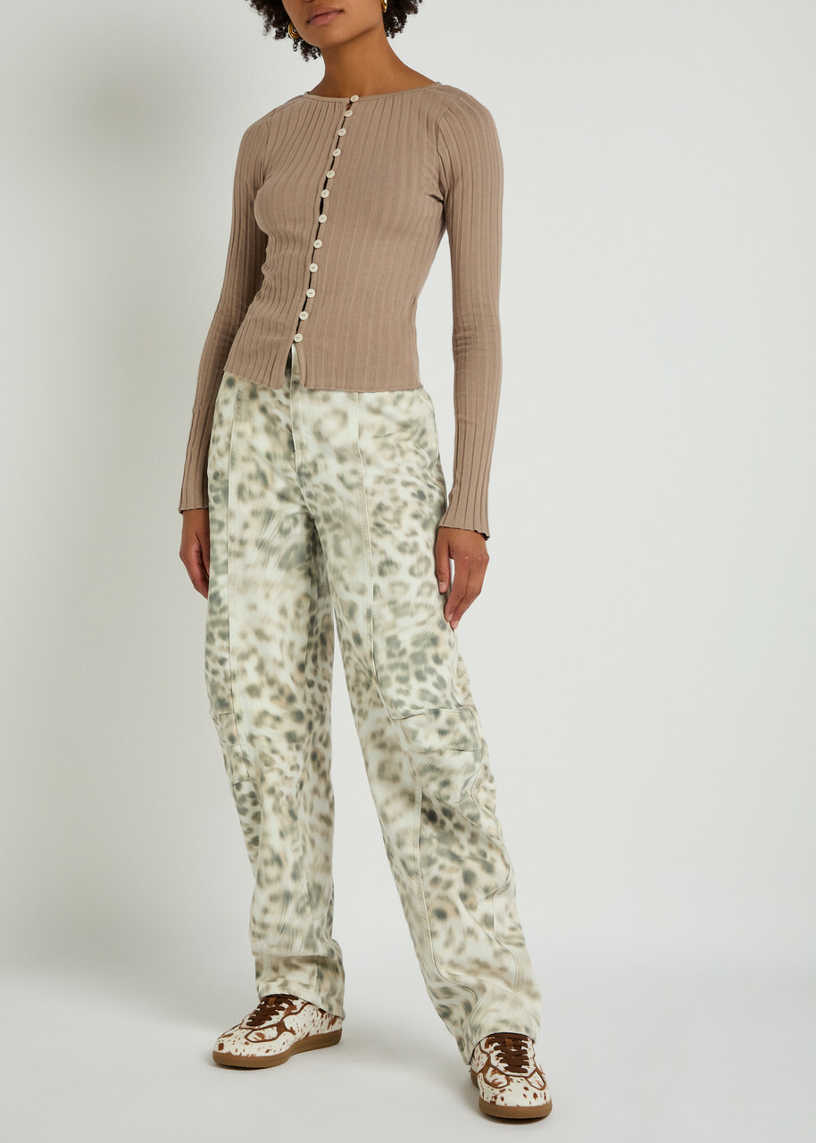 Free People Tilly Ribbed Stretch-cotton top Taupe