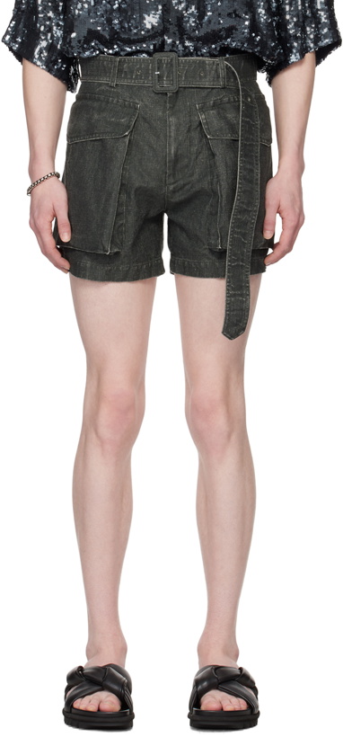 Photo: Dries Van Noten Gray Belted Shorts