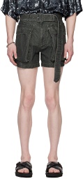 Dries Van Noten Gray Belted Shorts