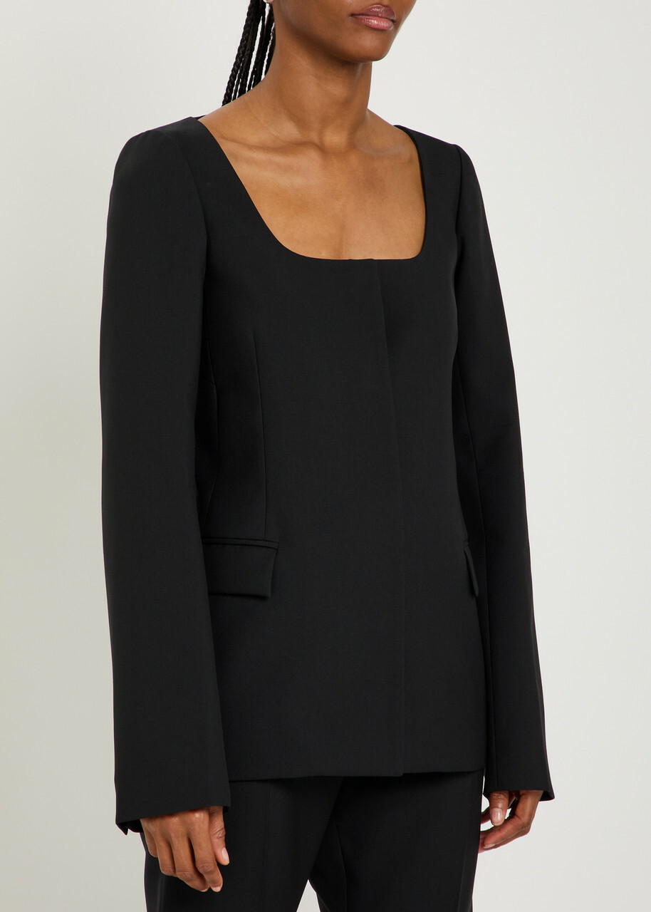 Calvin Klein Camille Scoop-neck Wool Blazer Black