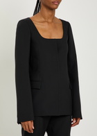 Calvin Klein Camille Scoop-neck Wool Blazer Black
