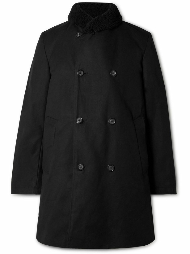 Photo: Oliver Spencer - Newington Fleece-Trimmed Cotton-Canvas Coat - Black