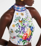 Camilla Embellished halterneck linen top