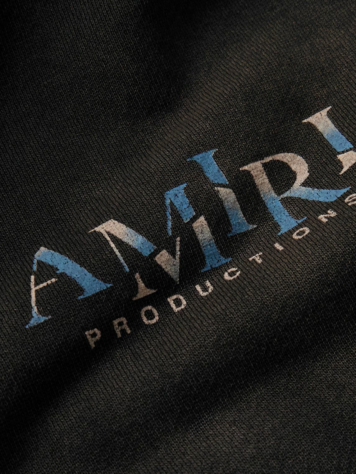 AMIRI - Logo-Print Distressed Cotton-Jersey Hoodie - Black