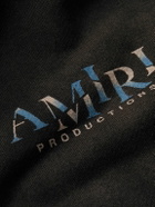 AMIRI - Logo-Print Distressed Cotton-Jersey Hoodie - Black