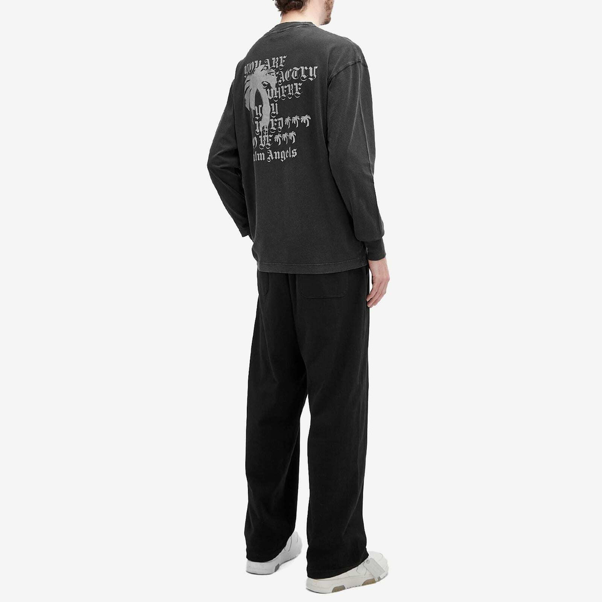 Palm Angels Men's Statement Monogram Long Sleeve T-Shirt in Palm Angels Men's Statement Monogram Long Sleeve T-Shirt in