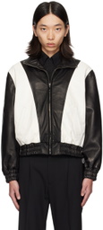 Ernest W. Baker Black & White 80's Leather Track Jacket