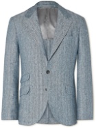 Brunello Cucinelli - Herringbone Hemp and Linen-Blend Suit Jacket - Gray