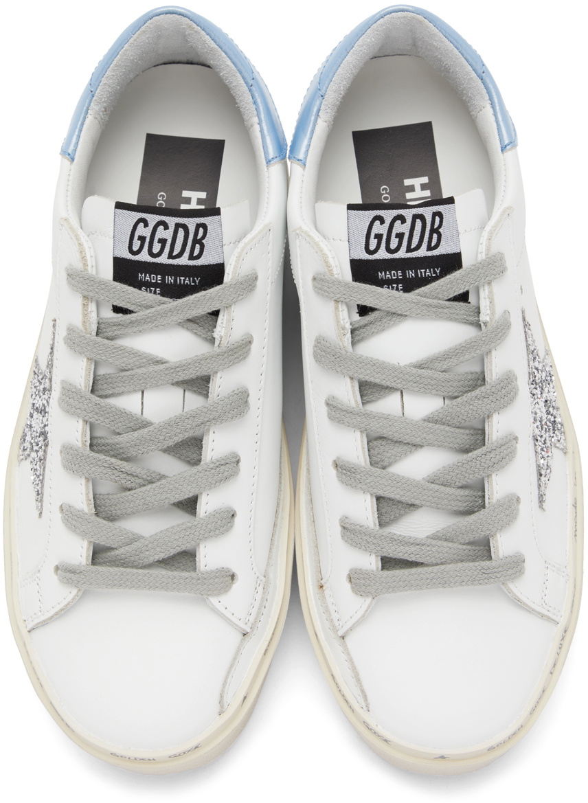 Golden Goose White & Navy Mid Star Sneakers