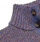 Loewe - Eye/LOEWE/Nature Logo-Appliquéd Mélange Cotton-Blend Rollneck Sweater - Purple
