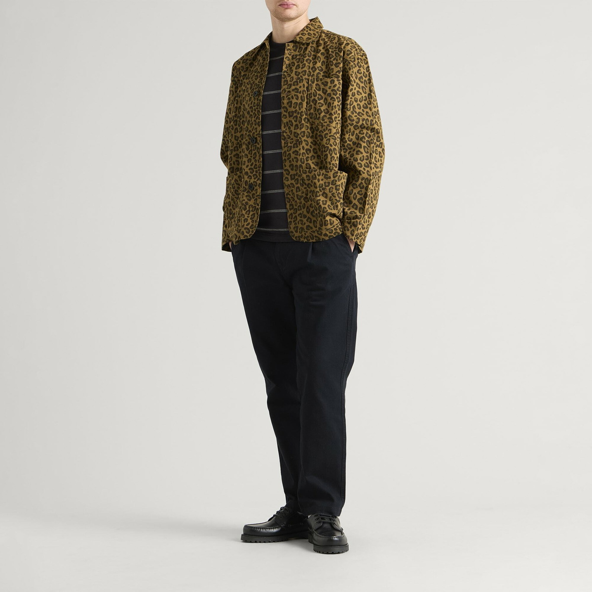 Service Works Men's Patterned Easy Chef Shirt in Brown Leopard