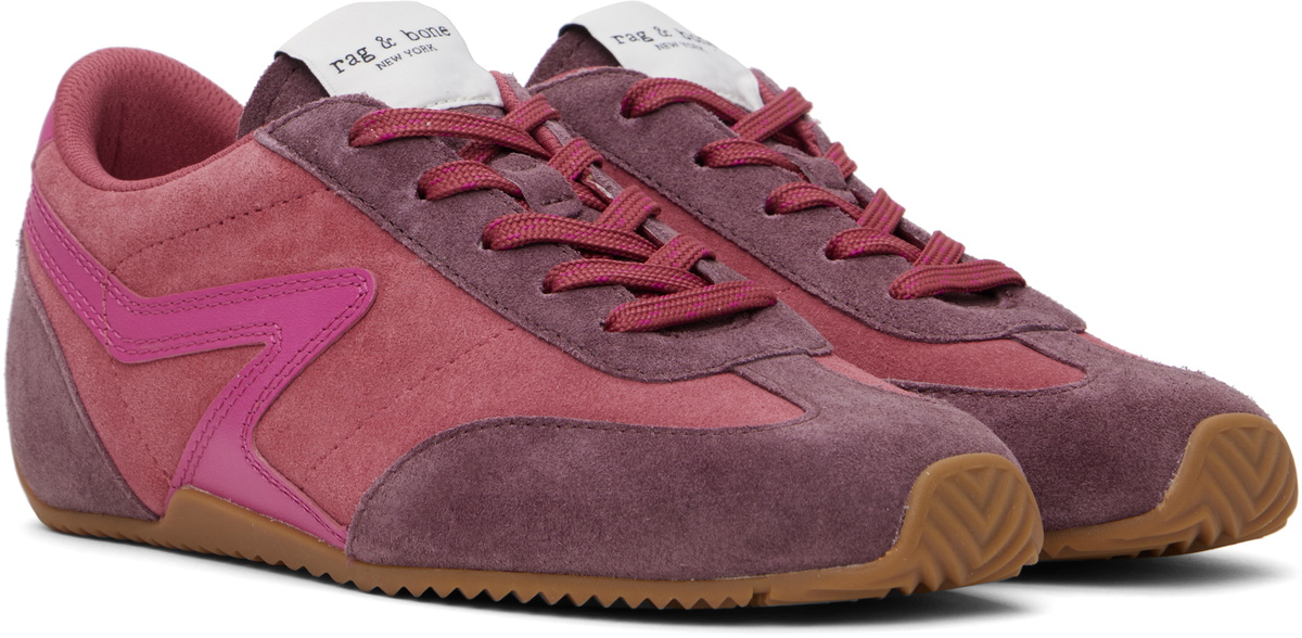 rag & bone Pink & Purple Suede Ultra Slim Retro Runner Sneakers