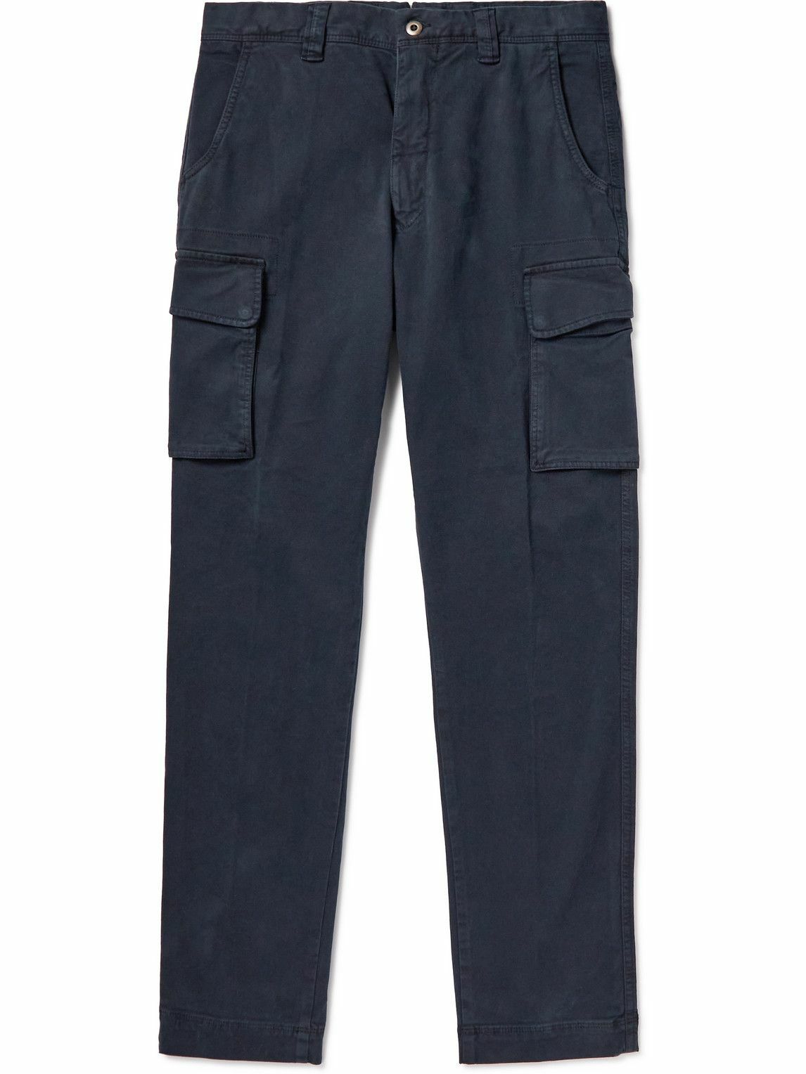 Incotex - Straight-Leg Pleated Stretch-Cotton Cargo Trousers - Blue Incotex