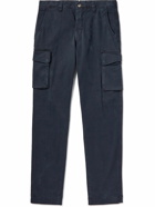 Incotex - Straight-Leg Pleated Stretch-Cotton Cargo Trousers - Blue