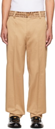 Versace Jeans Couture Beige Straight-Leg Trousers