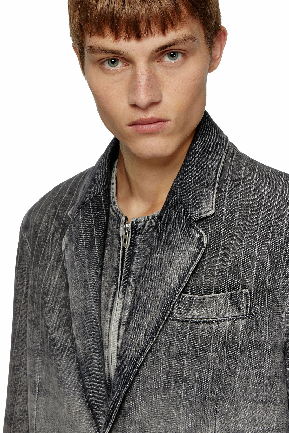 Diesel Blazer in tailoring pinstripe denim - Denim Jackets - Unisex - Black