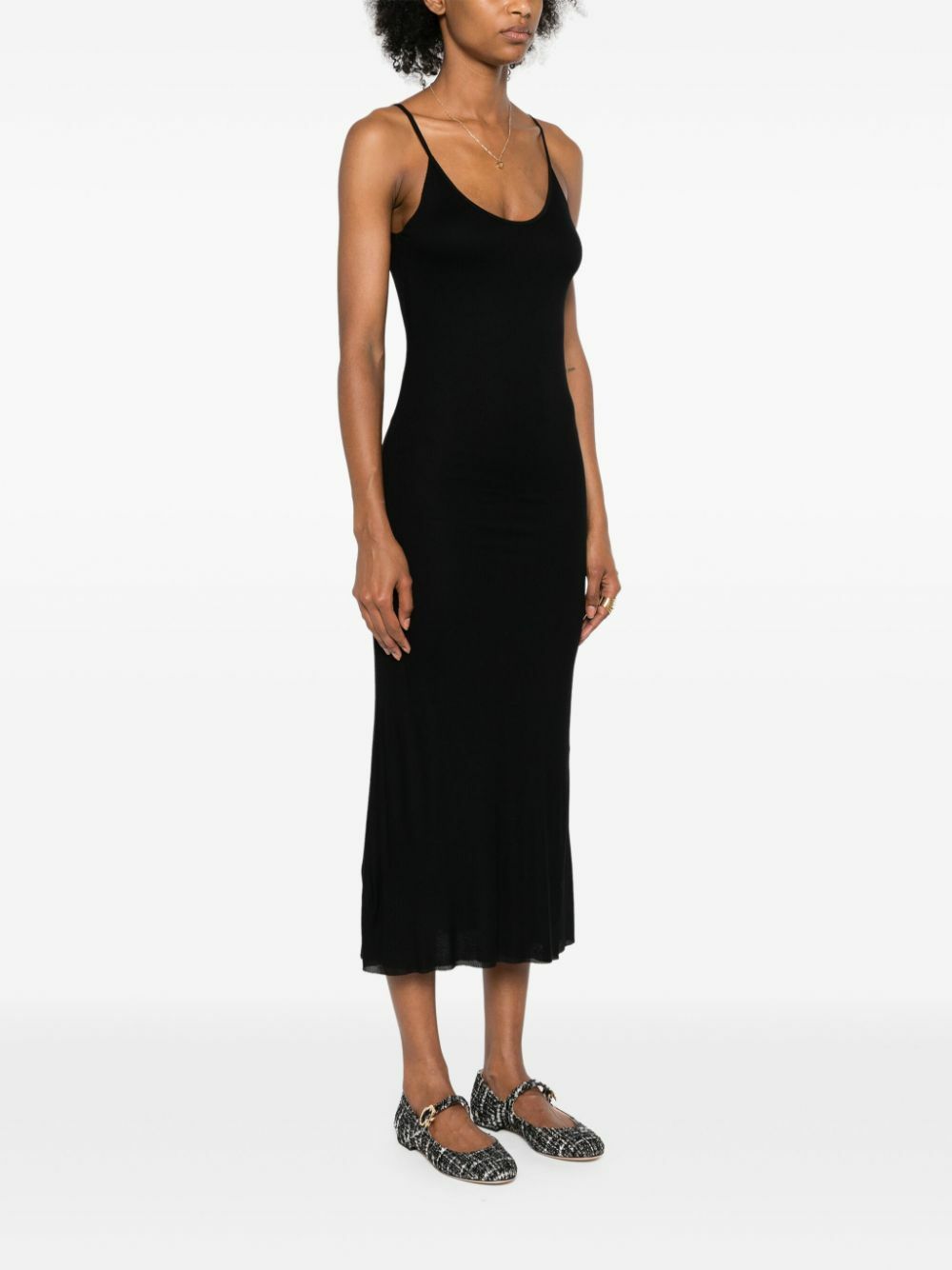 KHAITE Black Jersey Midi Dress Khaite