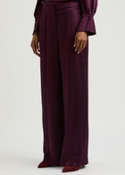 Simkhai Kyra Wide-leg Satin Trousers Burgundy