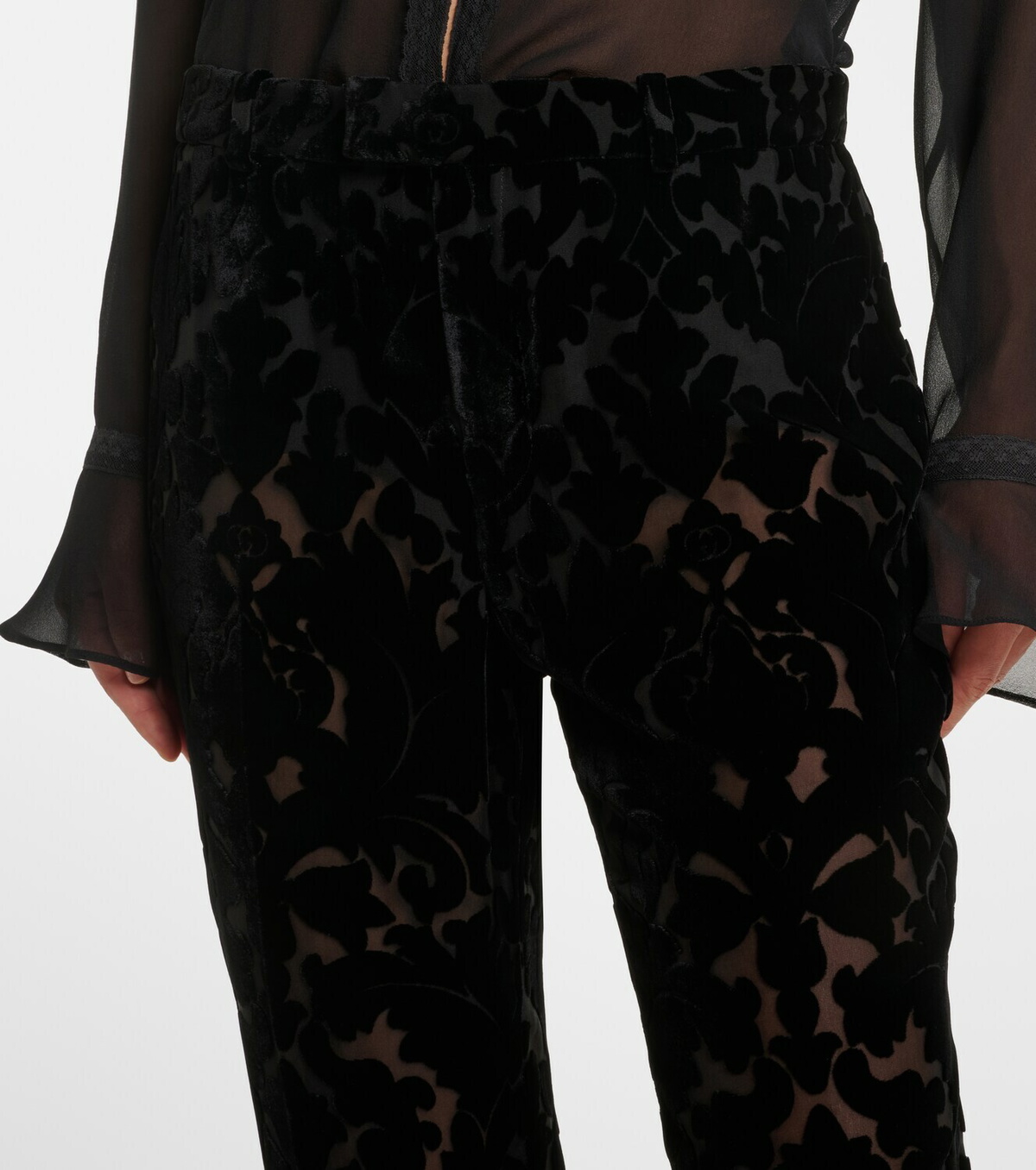 Gucci Floral devoré velour wide-leg pants
