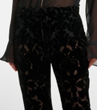 Gucci Floral devoré velour wide-leg pants