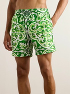 Dolce&Gabbana - Straight-Leg Mid-Length Printed Swim Shorts - Green