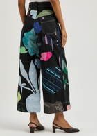 Lovebirds Printed and Appliquéd Chambray Trousers Black