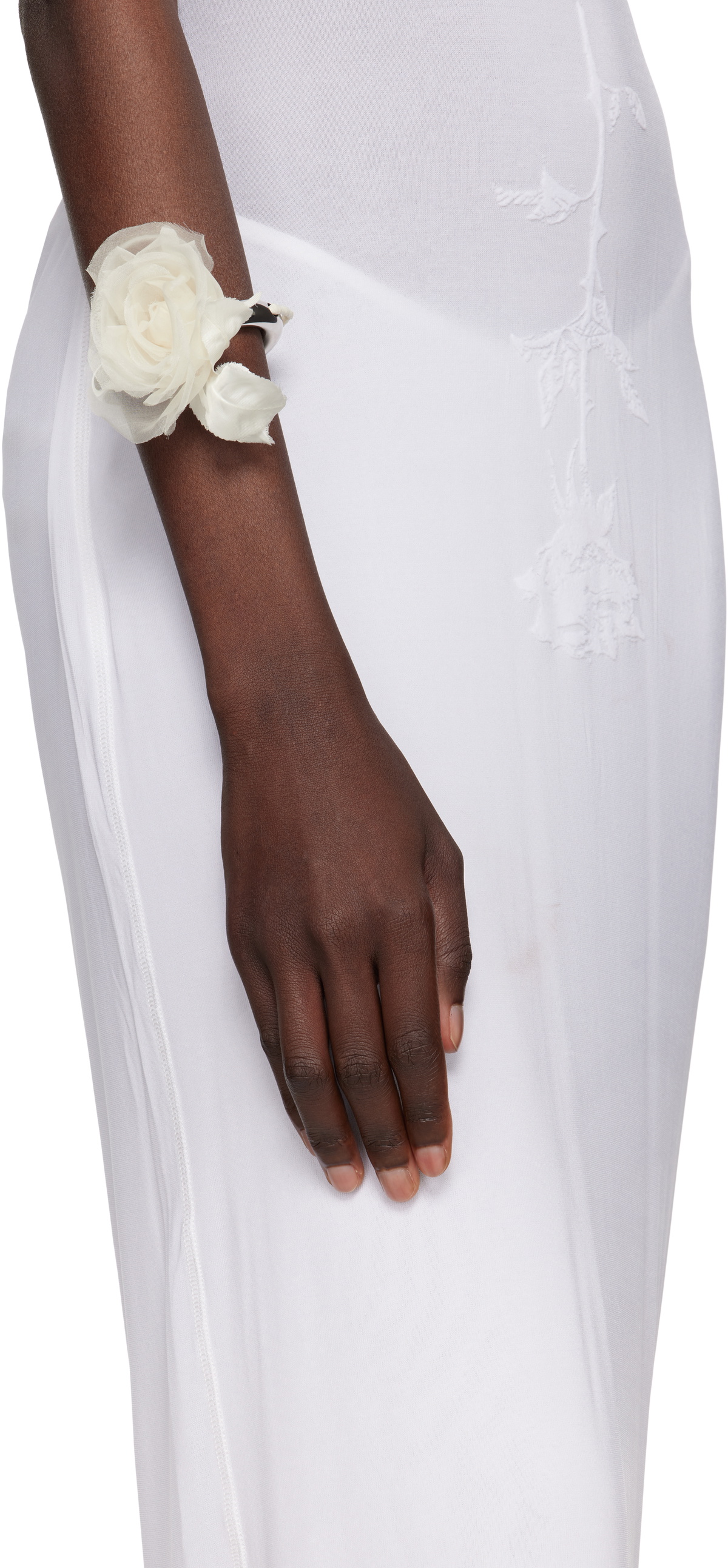 D'heygere SSENSE Exclusive Bridal Capsule Flower Cuff Bracelet