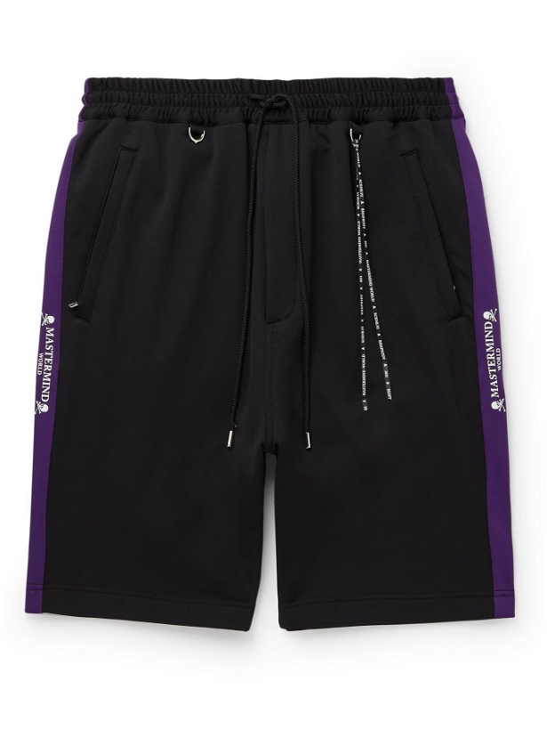 Photo: MASTERMIND WORLD - Logo-Print Striped Jersey Drawstring Shorts - Black