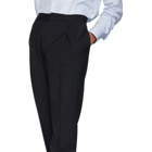 Z Zegna Navy Formal Banded Drawstring Trousers